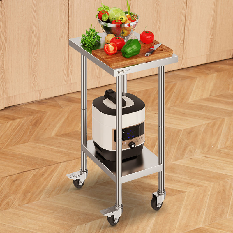 VEVOR Stainless Steel Work Table 24 x 18 x 38 Inch with 4 Wheels 3 Adjustable Height Levels Wayfair Canada